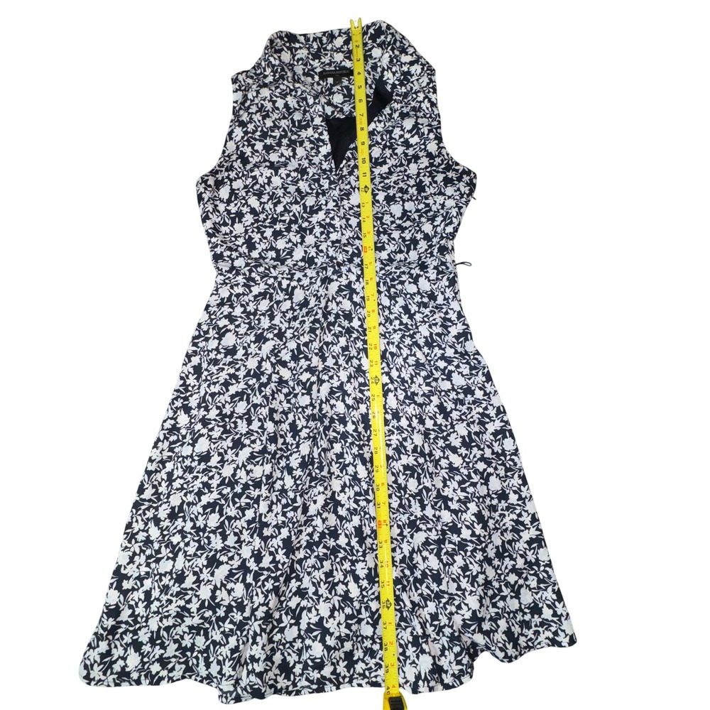 Banana Republic Navy Blue White Floral Sleeveless Fit and Flare Dress Size 6 - Picture 14 of 16
